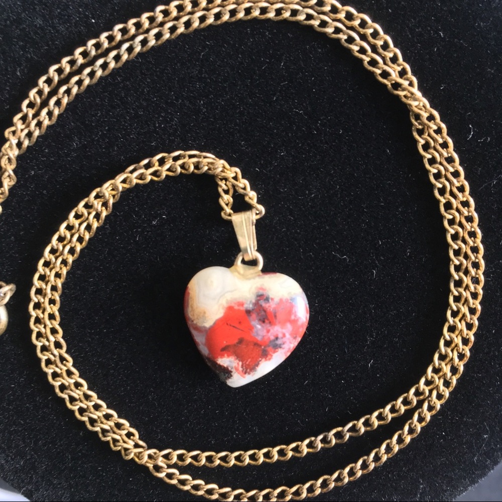 Heart Shaped Creamy Jasper Stone Pendant Necklace